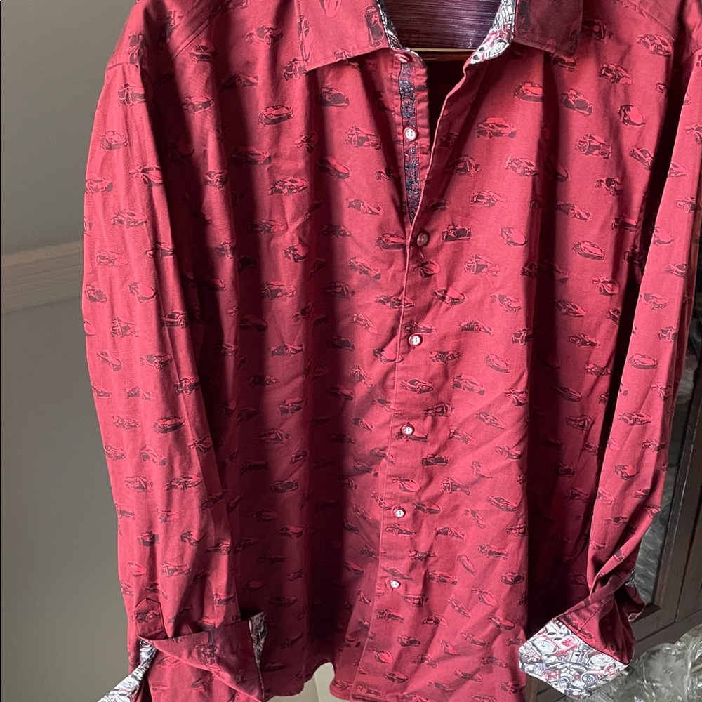 Robert Graham Burgundy Patterned Button-Down Shirt - image 1